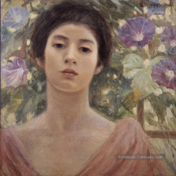 Fujishima Takeji gloire du matin et les femmes à l’huile japonais Peinture à l'huile